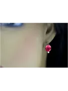 8 كارت من الذهب الأصفر 333 Ruby أقراط vec003x-rb روسي سوفيتي الاتحاد السوفيتي فينتاج آرت ديكو style Art Deco